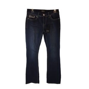 Womens Jeans Size 7 Dark Blue Wash Premium Denim Wide Leg Bikercore Western ZCO